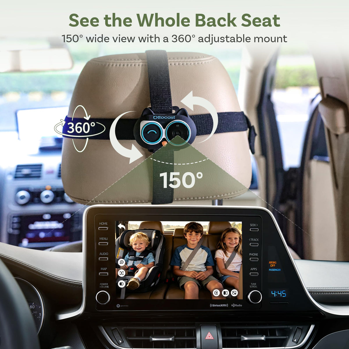 OTTOCAST Cabin Care 2-in-1 Baby Car Camera & Wireless CarPlay Adapter
