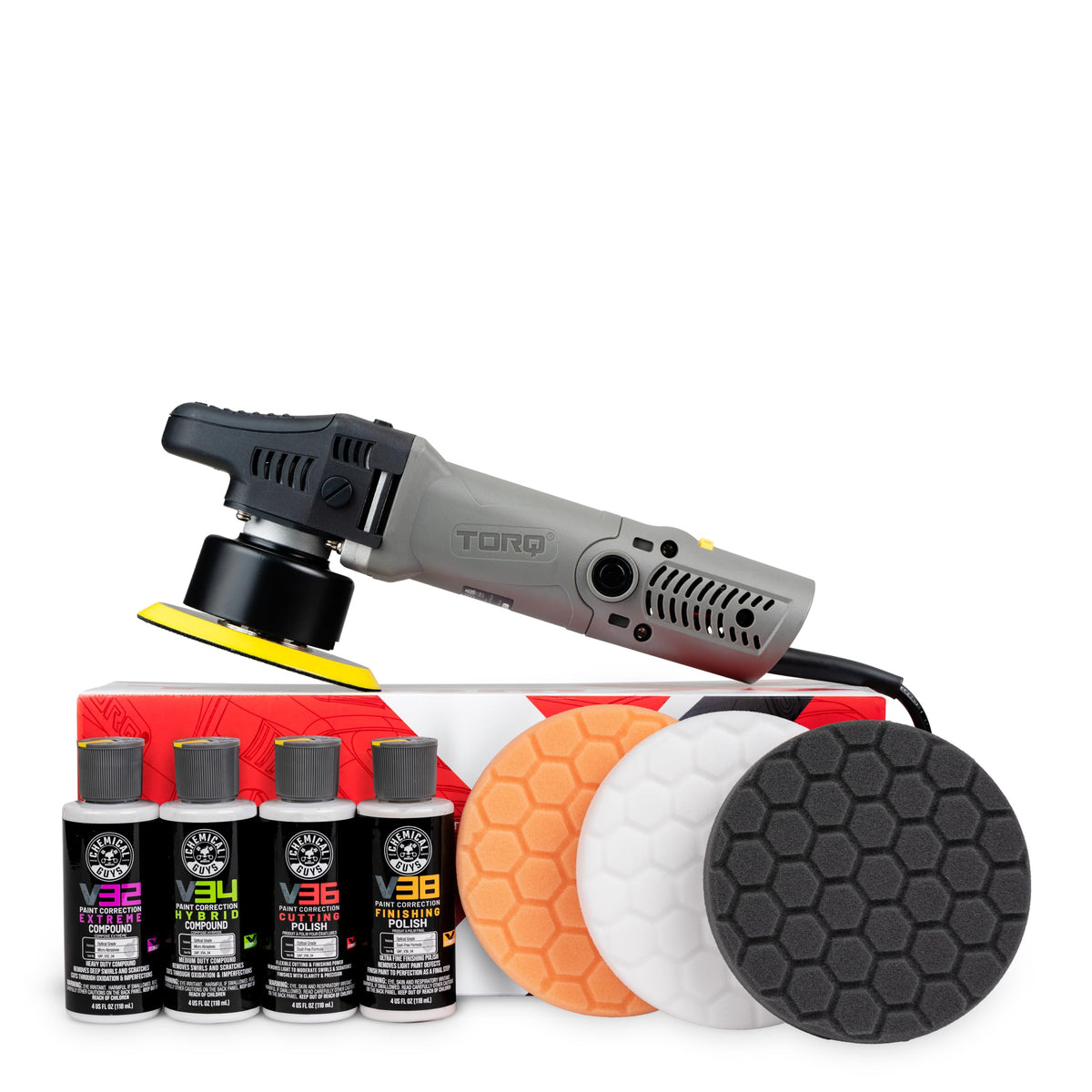 Chemical Guys Car Polisher, TORQX Random Orbital Polisher Kit, 9-Piece
