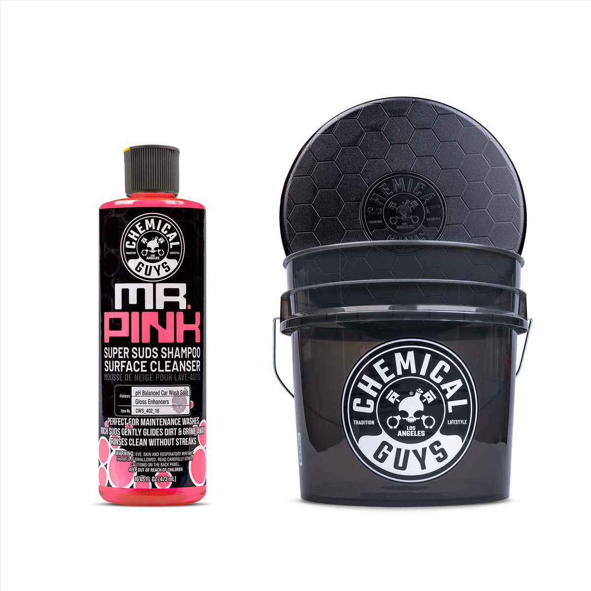 Chemical Guys CWS_402FC 16-Piece Arsenal Builder Carwash Kit, Foam Cannon, Bucket (6) 16 oz Car Care Cleaning Chemicals (Works w/Pressure Washers) with Mr. Pink Foaming Car Wash Soap, 16 oz