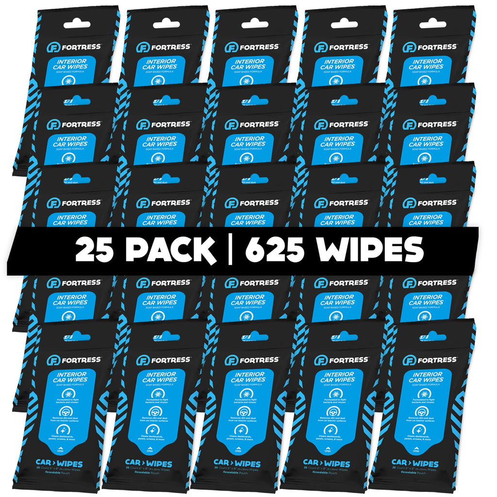 Fortress Car Interior Cleaner Wipes, Microfiber Cloth (25 ct, Pack of 64)