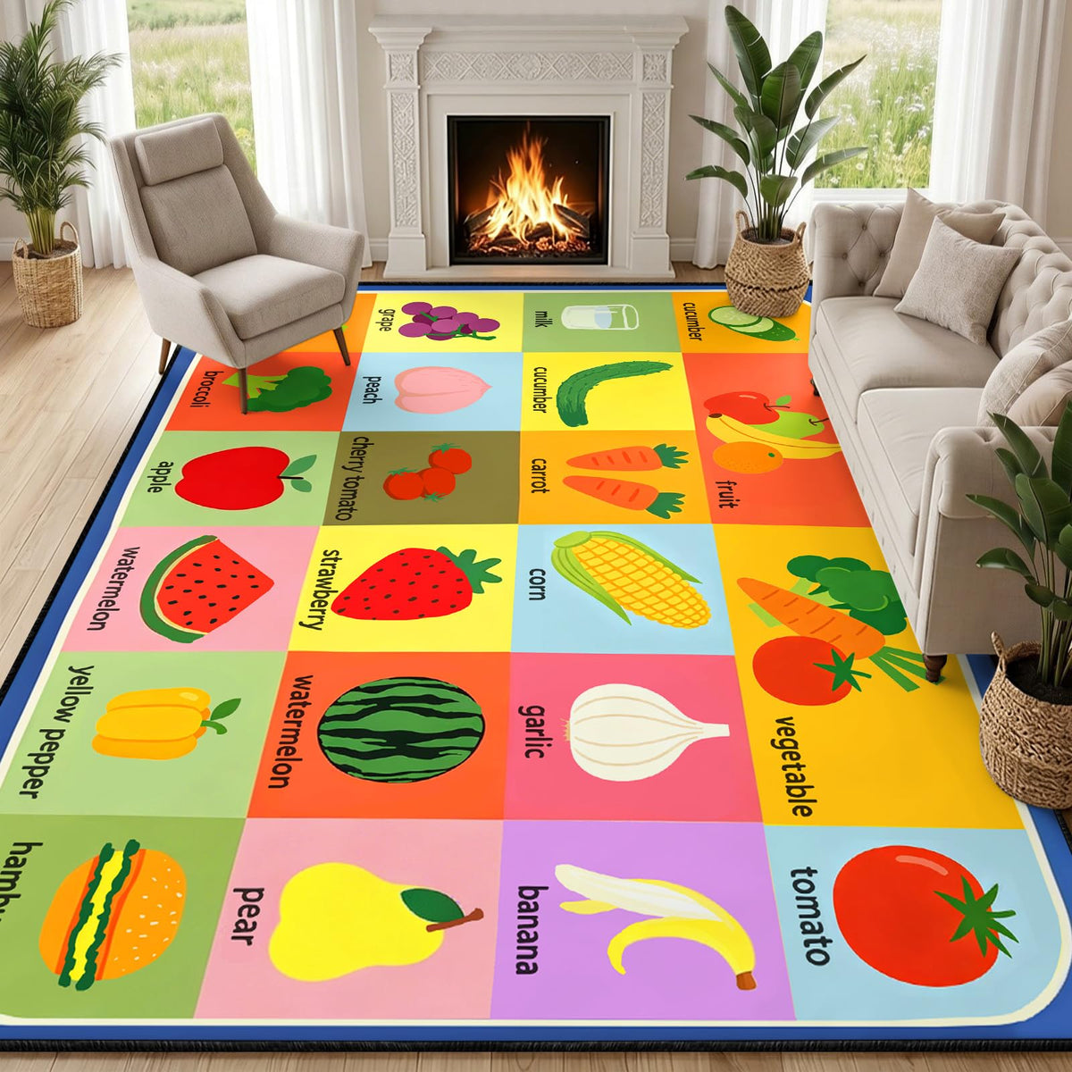 Kids Educational Area Rug 6x9, Kids Car Road Playroom Rug