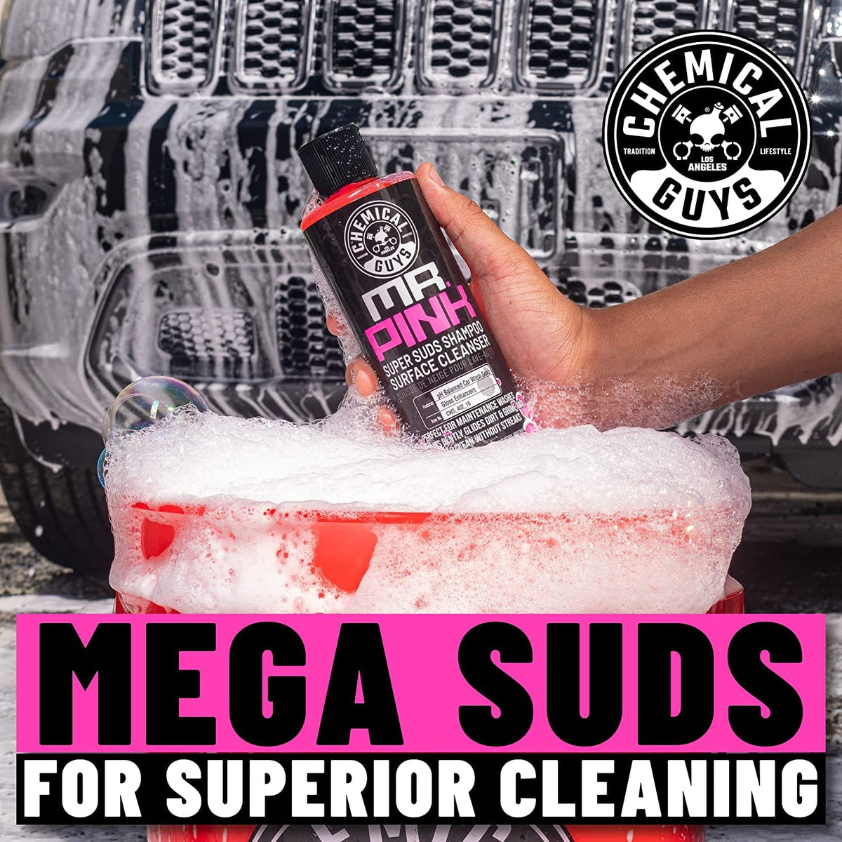 Chemical Guys HOL169 16-Piece Arsenal Builder Carwash Kit, Foam Cannon, Bucket (6) 16 oz Car Care Cleaning Chemicals (Works w/Pressure Washers) with Mr. Pink Foaming Carwash Soap, 64 oz, Candy Scent