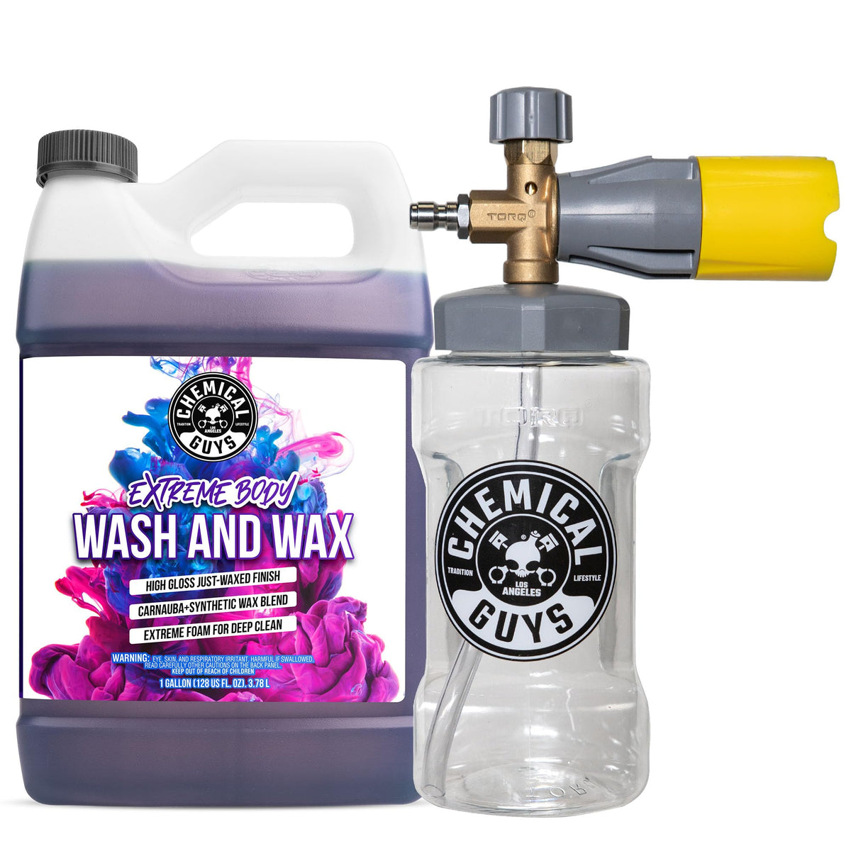 Chemical Guys CWS207BM Big Mouth Soap & Foam Kit - Extreme Bodywash & Wax Foaming Car Wash Soap, 128 fl oz + Big Mouth Max Release Foam Cannon, Works with Pressure Washer, (2 Items)