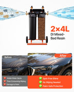 VEVOR Deionized Water System for Car Wash, Spotless Car Wash Water System with 2 x 4L DI Resin, Bypass Valve & TDS Meter, Portable Sport-Free Water Deionizer Filter for Cars RVs Windows