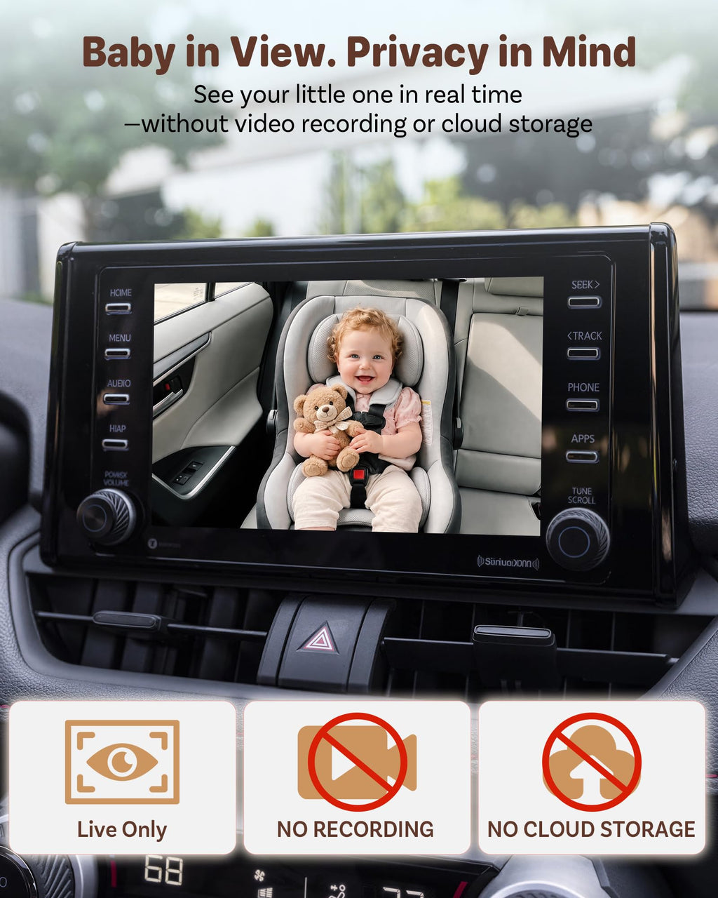 OTTOCAST Cabin Care Baby Camera for Car, Wireless CarPlay Adapter in One