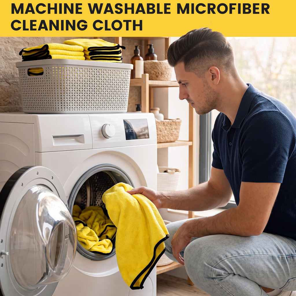 300 Pcs Microfiber Towels Bulk Car Drying Cloth, Yellow