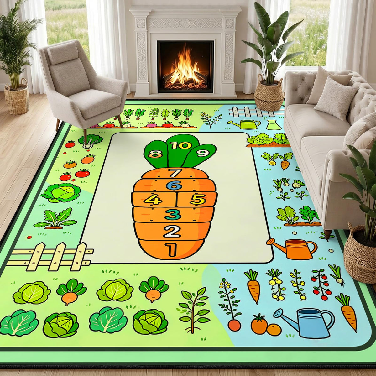 Kids Educational Area Rug 6x9, Kids Car Road Playroom Rug