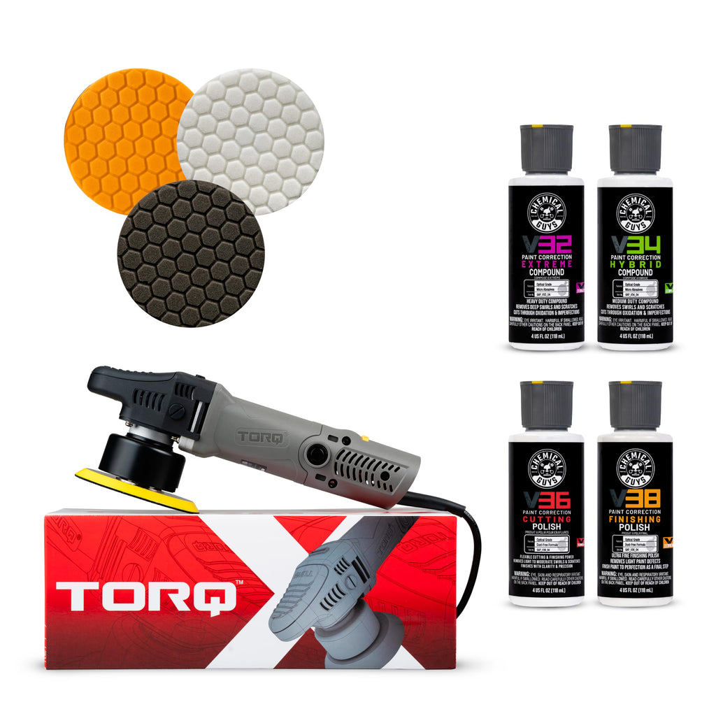 Chemical Guys Car Polisher, TORQX Random Orbital Polisher Kit, 9-Piece