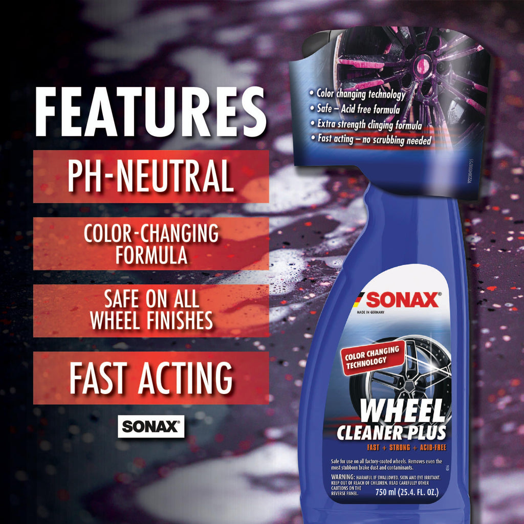 SONAX Wheel Cleaner Plus | Non-Acid Color Changing Formula for Effortless Removal of Brake Dust Grime and Dirt | Safe for All Wheels | Professional Strength Cleaner | 230705 | 25L