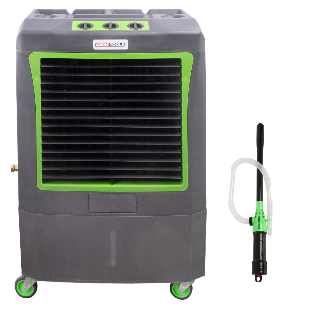 Evaporative Cooler and Liquid Transfer Pump, 3,100 CFM, Handheld Pump
