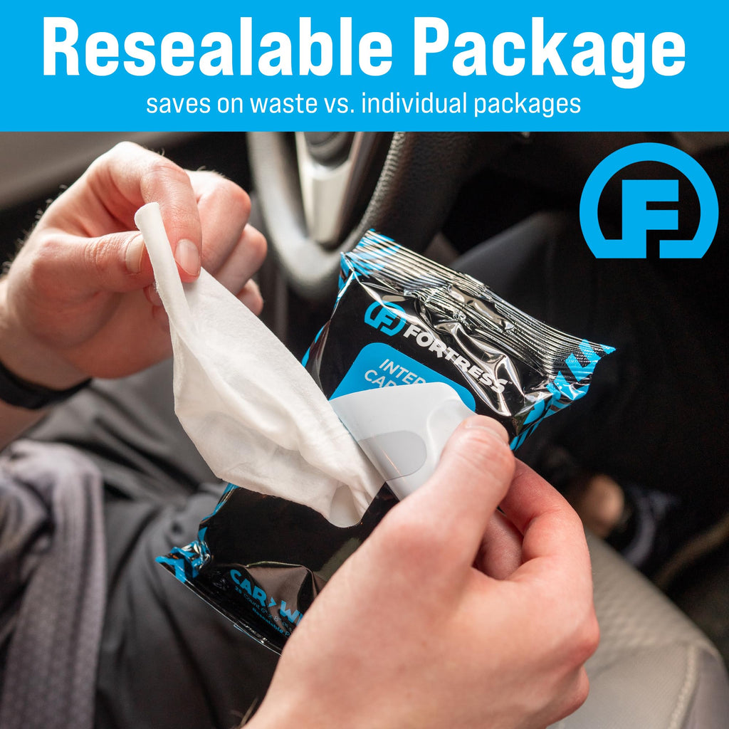 Fortress Car Interior Cleaner Wipes, Microfiber Cloth (25 ct, Pack of 64)