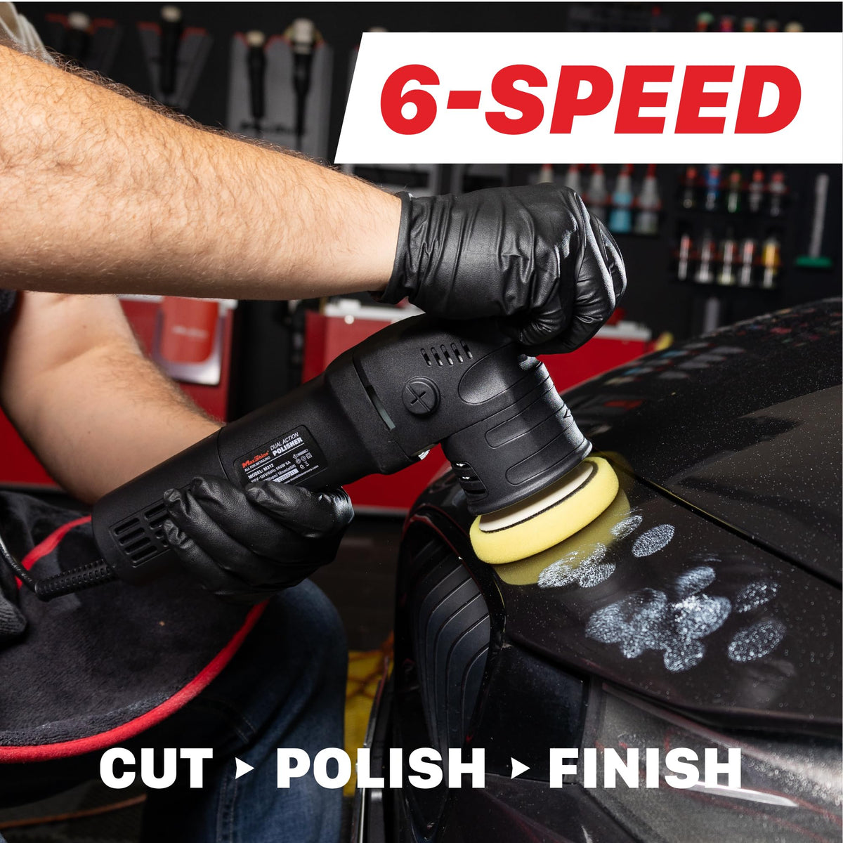 Maxshine M312 Dual Action Polisher & Foam Pads Kit– 12mm Throw Car Buffer with 3” Backing Plate, 550W Motor, 6-Speed Control & Low Vibration – Auto Detailing Tool for Cars, Trucks, SUVs & Boats