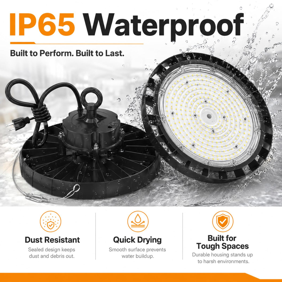 High Bay LED Shop Lights: 250W 5000K UFO Led Light 35000LM 6 Pack IP65 AC100-277V with US Plug 5' Cable - UFO Lights for Warehouse Shop Factory Garage