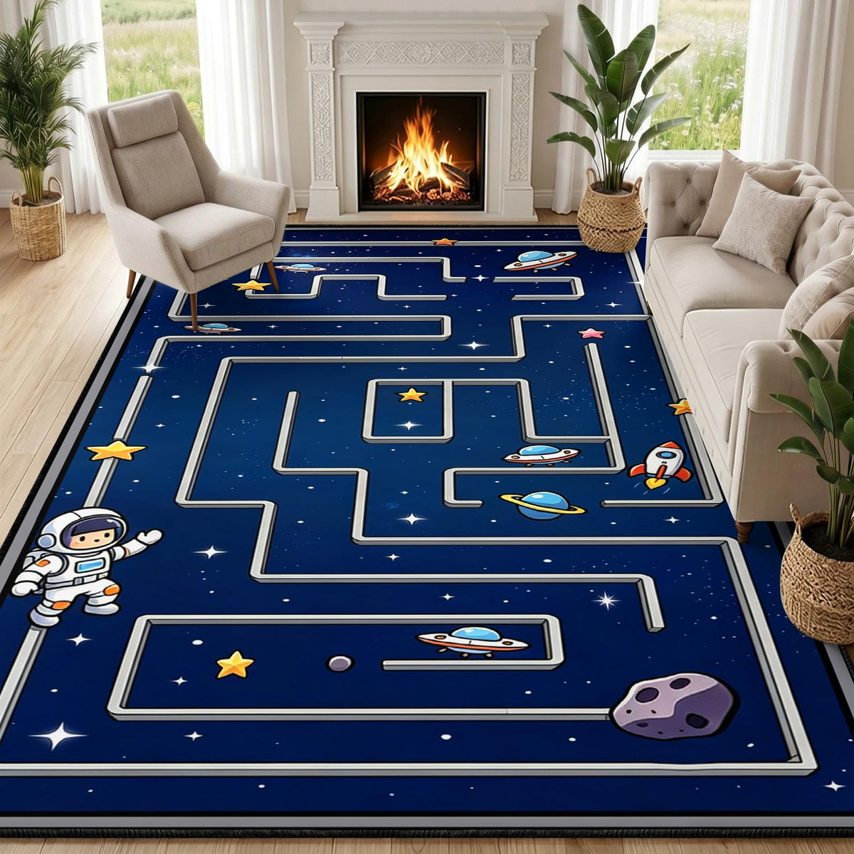 Kids Educational Area Rug 6x9, Kids Car Road Playroom Rug