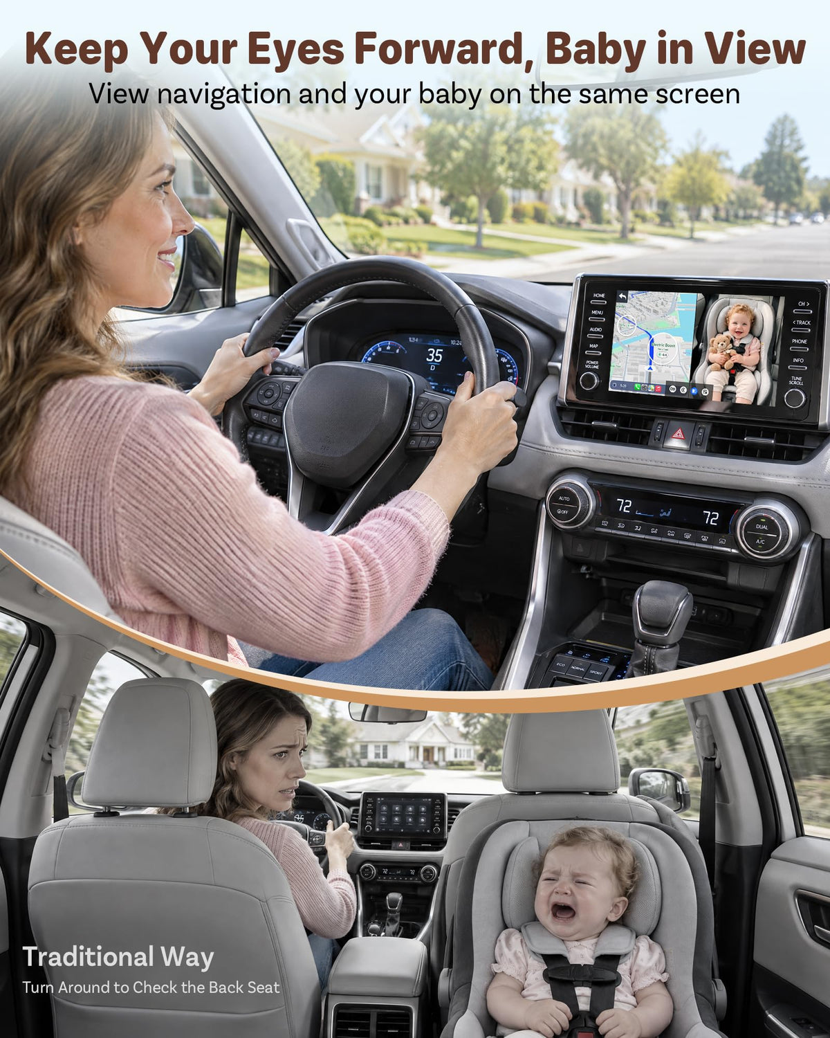 OTTOCAST Cabin Care Baby Camera for Car, Wireless CarPlay Adapter in One