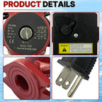 95906630 Hot Water Circulator Pump 115V 1/3 HP Fits for Grundfos UPS26-150F
