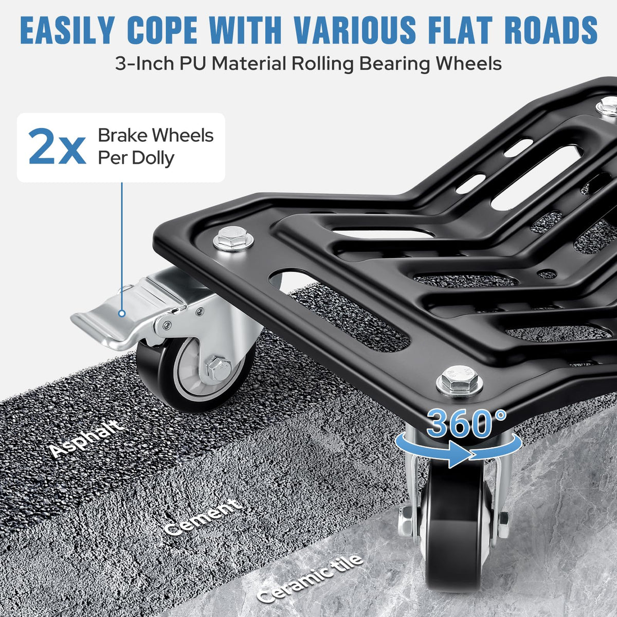 KEDSUM 6000 LBS Car Dolly Set of 4, Heavy Duty Car Wheel Dolly