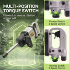 1" Air Impact Wrench, 1770 ft-lbs Heavy Duty Pneumatic Impact Gun with 9" Extended Anvil, Pinless Single Hammer, D-Handle, Includes 38mm & 41mm Sockets, for Semi-Truck & Heavy Equipment