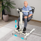Multi-Functional Patient Lift Chair, Adjustable Height & Width Sit to Stand Assist Lifter with Commode Toilet Seat, Portable for Home Car Travel, Elderly Disabled Care