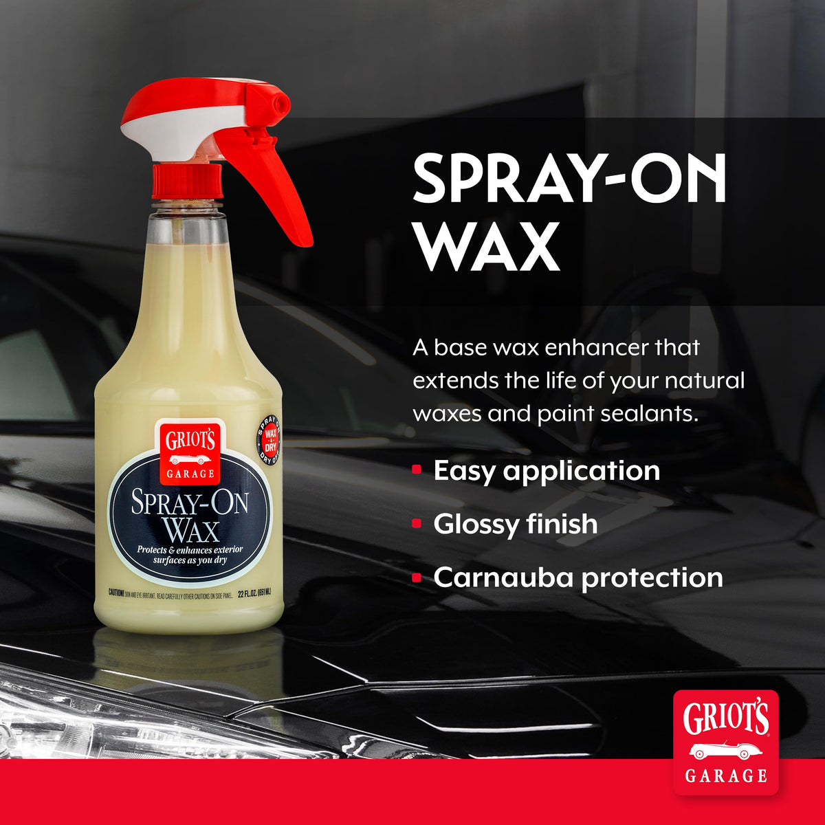 Griot’s Garage Spray-On Wax for Car Detailing, Auto Paint Protection and Enhancement, Carnauba Gloss for Trucks, SUVS, RVs, and More, 10962, 22oz