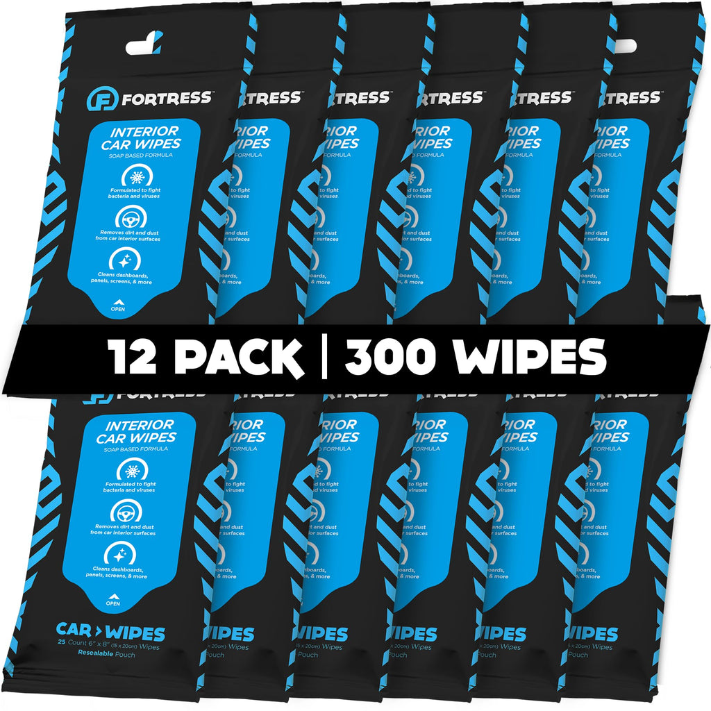 Fortress Car Interior Cleaner Wipes, Microfiber Cloth (25 ct, Pack of 63)