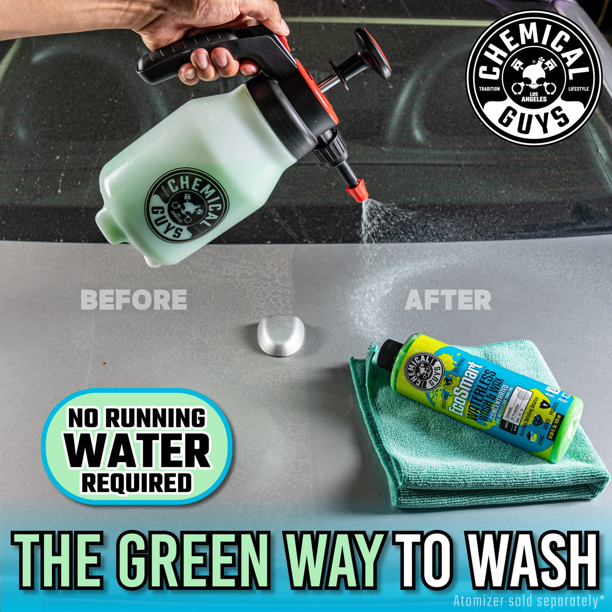Chemical Guys ACC503 Mr. Sprayer Pressure Atomizer & Pump Sprayer (50 oz Bottle) + WAC_707 EcoSmart Hyper Concentrated Waterless Car Wash Wax, 128 oz + MIC_506_12 Microfiber Towels, Gold (16"x16")