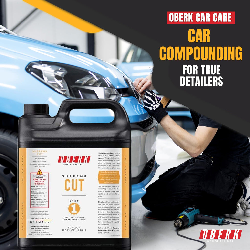 Supreme Cut – Heavy Duty Polishing Compound for Car Detailing – Removes P1500 Sanding Marks & Swirls – Body Shop Safe, No Fillers – Works with DA & Rotary Polishers (128oz Oberk Cut)
