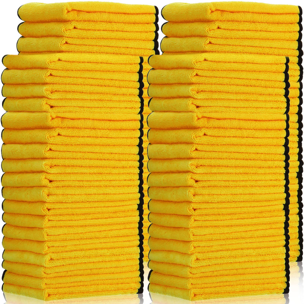 300 Pcs Microfiber Towels Bulk Car Drying Cloth, Yellow