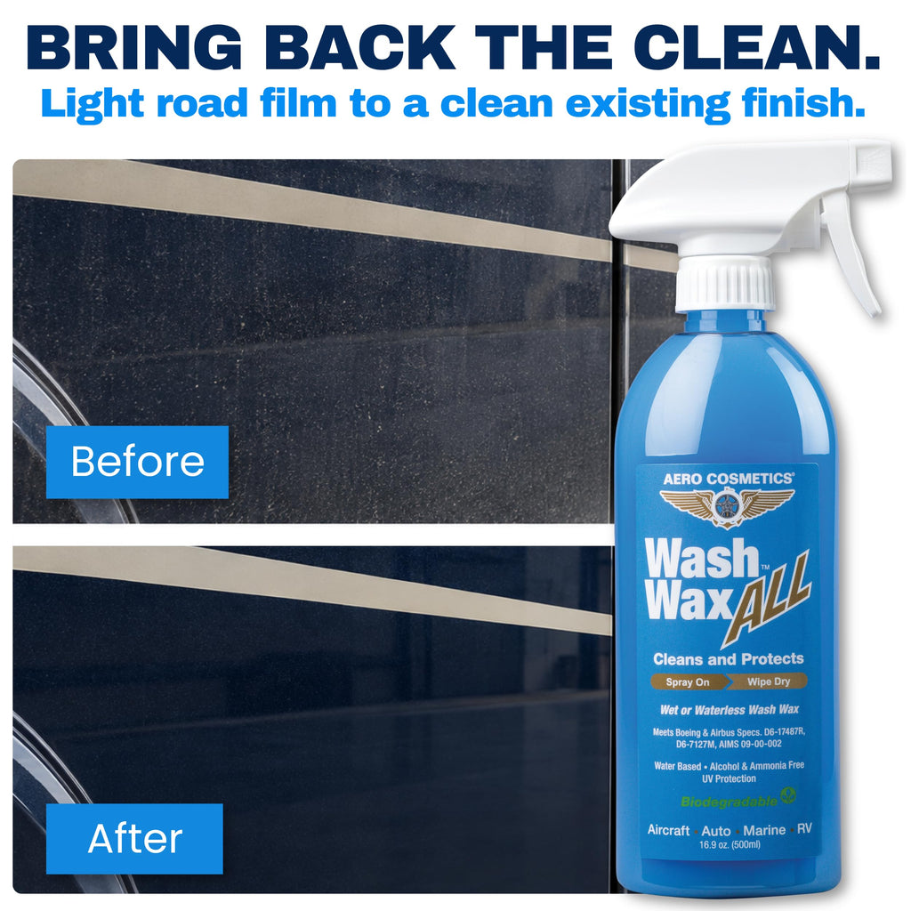 Aero Cosmetics Waterless RV Wash Wax Mop Kit, 9 ft Pole, Boat Aircraft