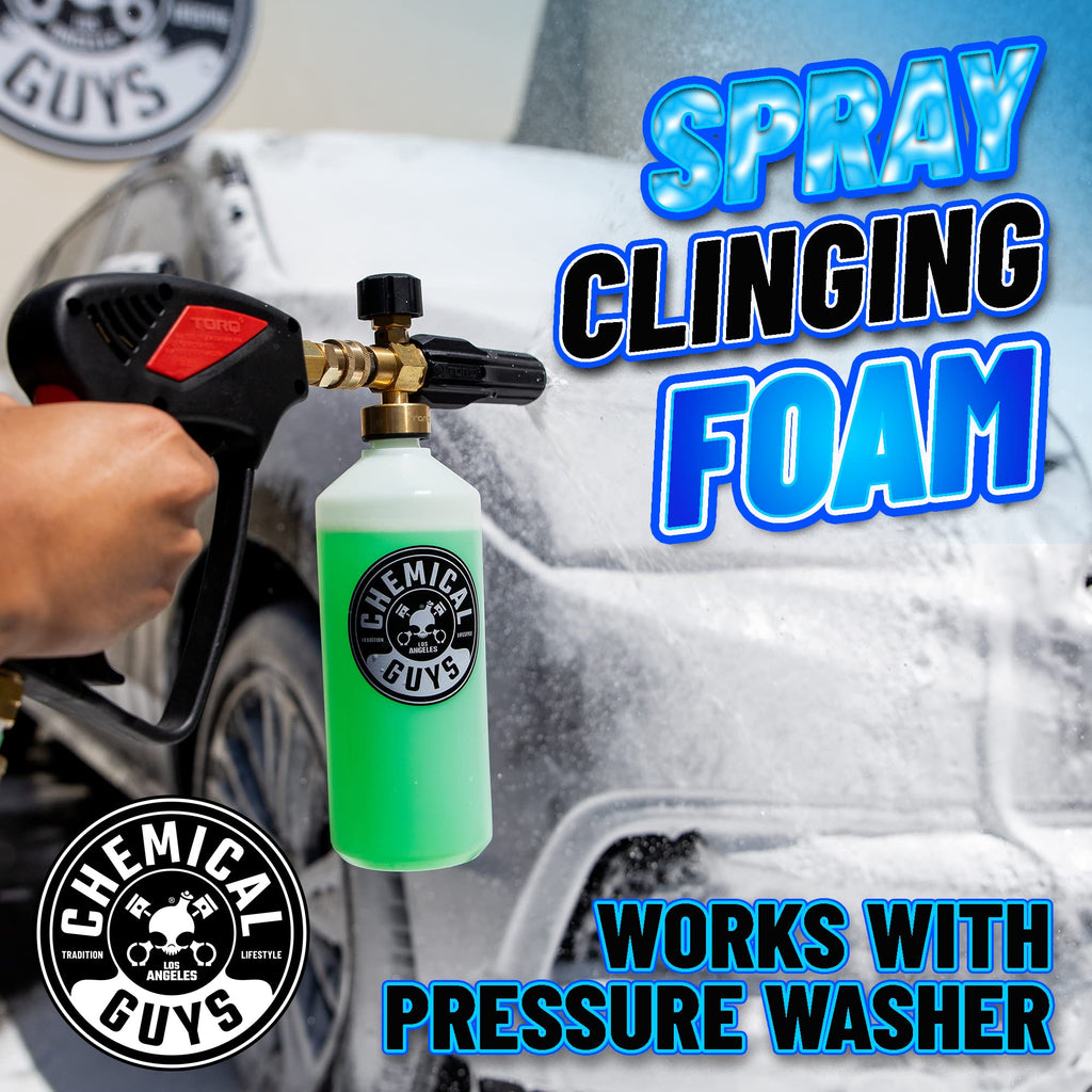 Chemical Guys HOL169 16-Piece Arsenal Builder Car Wash Kit, Foam Cannon, Bucket, (6) 16 oz Car Cleaning Chemicals (Works w/Pressure Washer) + EQP402 Snubby Pressure Washer Gun, Foam Cannon Attachment
