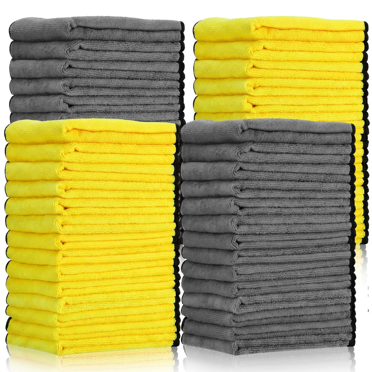 300 Pcs Microfiber Towels Bulk Car Drying Cloth, Yellow