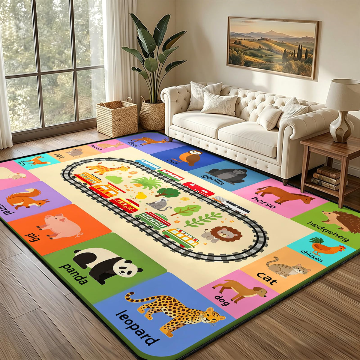 Kids Educational Area Rug 6x9, Kids Car Road Playroom Rug