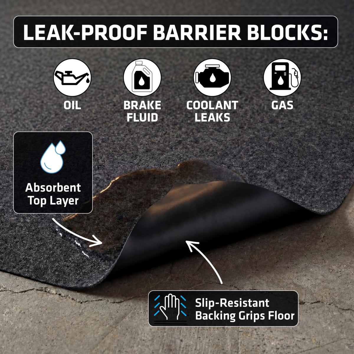 Armor All Garage Floor Mat 20' x 7'4", Waterproof Garage Flooring, USA Made