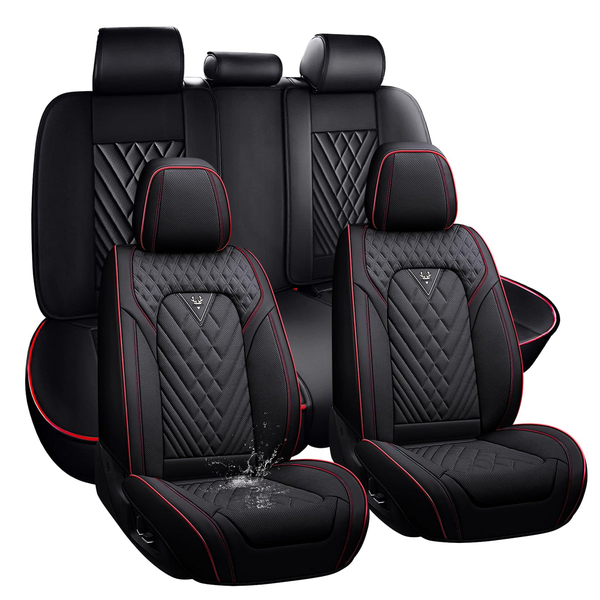 Full Set for Cadillac OPTIQ Seat Covers 2025-2027, Black-Red