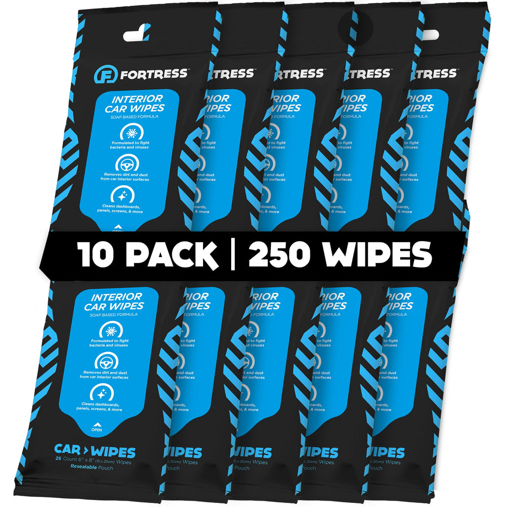 Fortress Car Interior Cleaner Wipes, Microfiber Cloth (25 ct, Pack of 64)