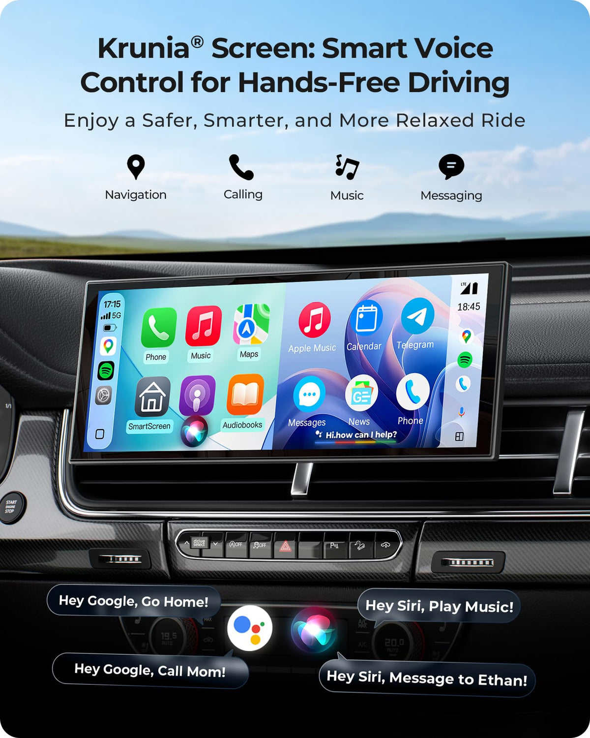 10.26" Wireless 60FPS CarPlay Screen with 4K Dash Cam & HD Backup Camera
