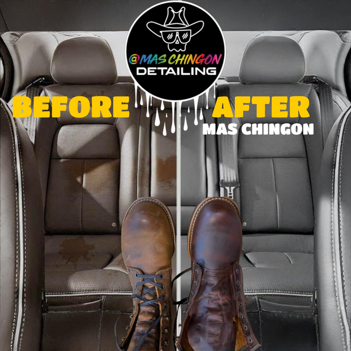 Mas Chingon Fine Leather Cleaner Restore Original Color Safely Lifts & Grime Deep Cleans Leather, Faux & Vinyl - Couches, Car Seats, Purses, Tack, Shoes & Bags. Safe Any Colors and More (5 Gallons)