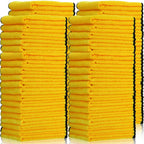 300 Pcs Microfiber Towels Bulk Car Drying Cloth, Yellow
