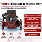 95906630 Hot Water Circulator Pump 115V 1/3 HP Fits for Grundfos UPS26-150F