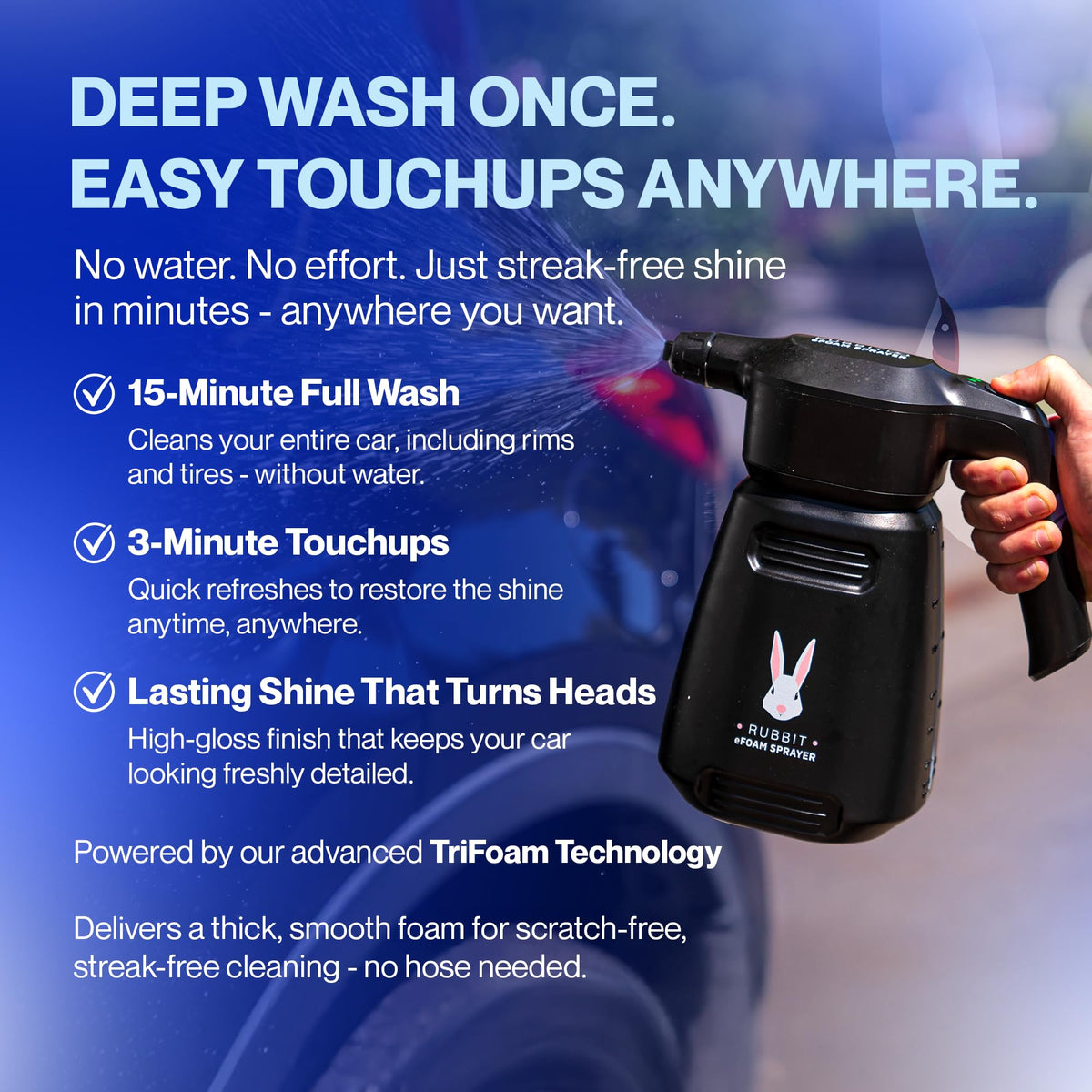 Electric Plus Kit, Waterless Car Wash Kit, Rechargeable Electric Sprayer, Foam 2.0 Solution, 6 Reusable Microfiber Towels, & Air Freshener, Car Cleaning Supplies, 9 Piece Auto Cleaning Kit