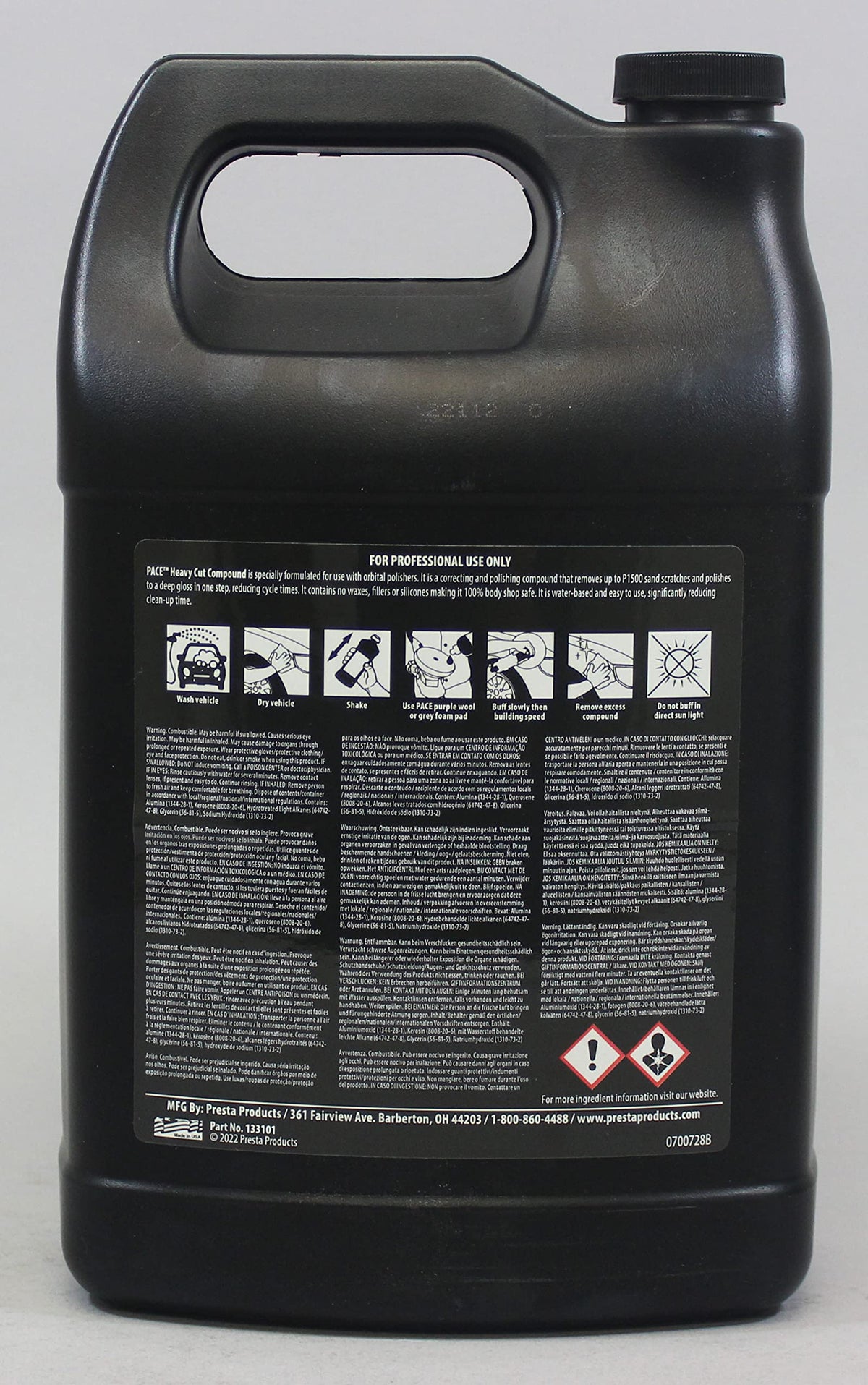 Presta PACE Heavy Cut Compound - Car Paint Correcting and Polishing Compound/Polishes to A Deep Gloss in One-Step (133101) New Size 1 Gallon