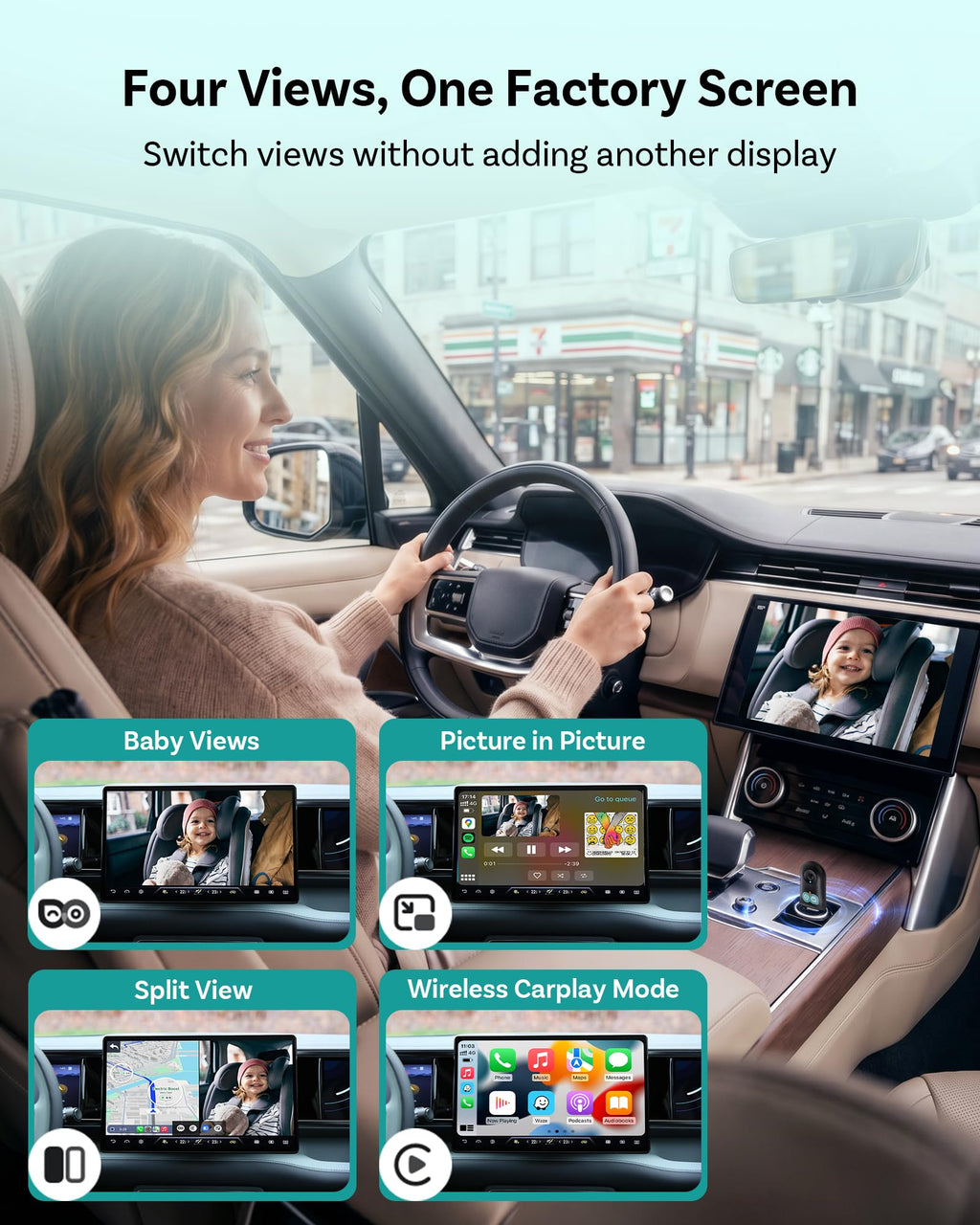 OTTOCAST Baby Car Camera 2026 with Wireless CarPlay Adapter