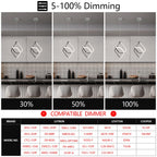 Modern LED Chandelier Chrome Rectangular Pendant Light Fixtures 4000K 20W Dimmable Height Adjustable Pendant Lighting for Dining Room Kitchen Island Bedroom Living Room Foyer（3-Pack）