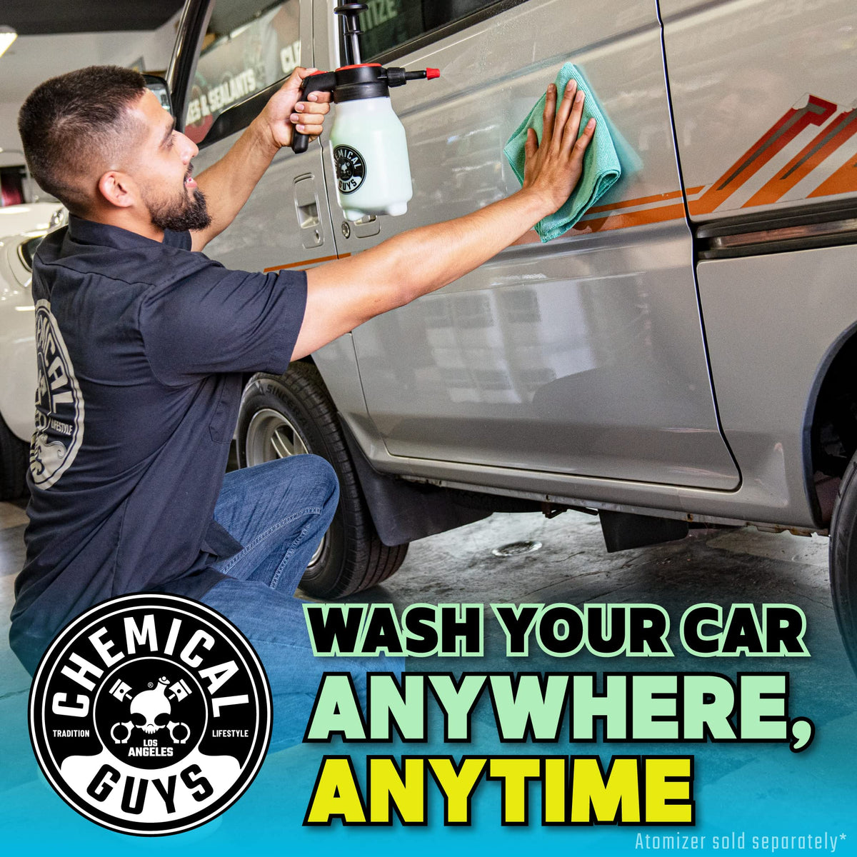 Chemical Guys ACC503 Mr. Sprayer Pressure Atomizer & Pump Sprayer (50 oz Bottle) + WAC_707 EcoSmart Hyper Concentrated Waterless Car Wash Wax, 128 oz + MIC_506_12 Microfiber Towels, Gold (16"x16")
