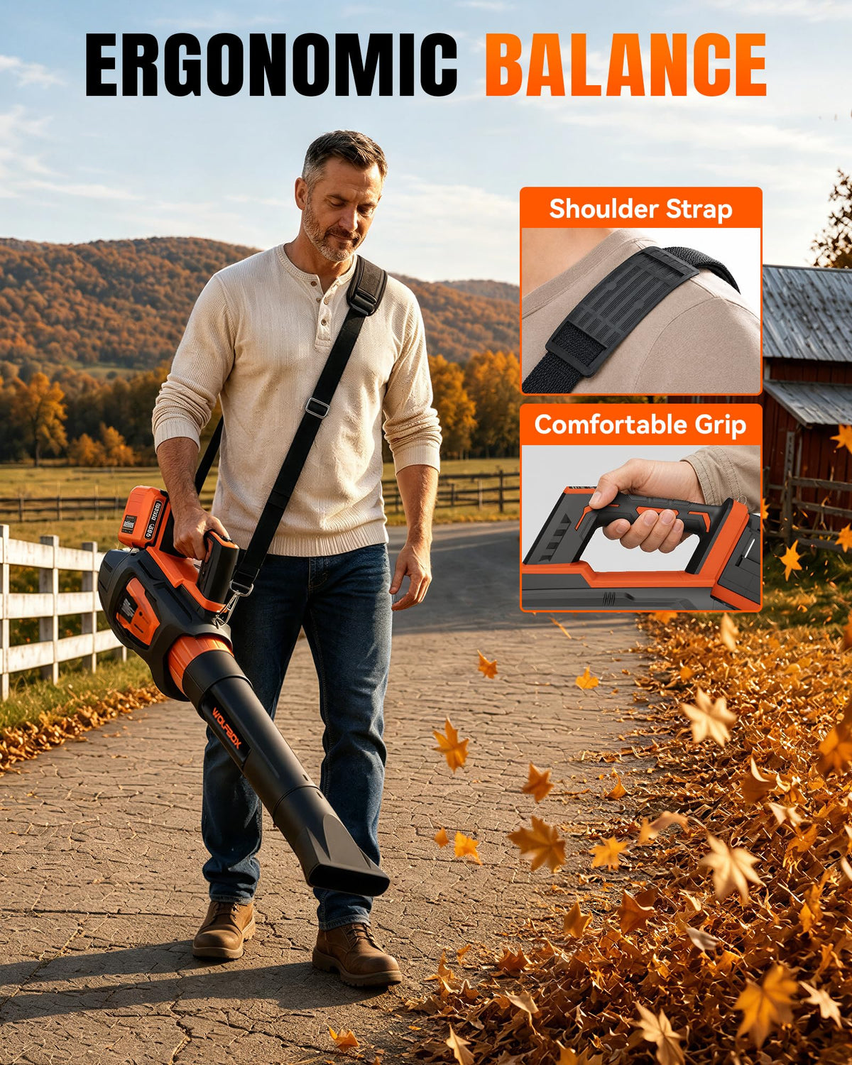 WOLFBOX MT600 Cordless Leaf Blower with 2 Batteries, 40V System