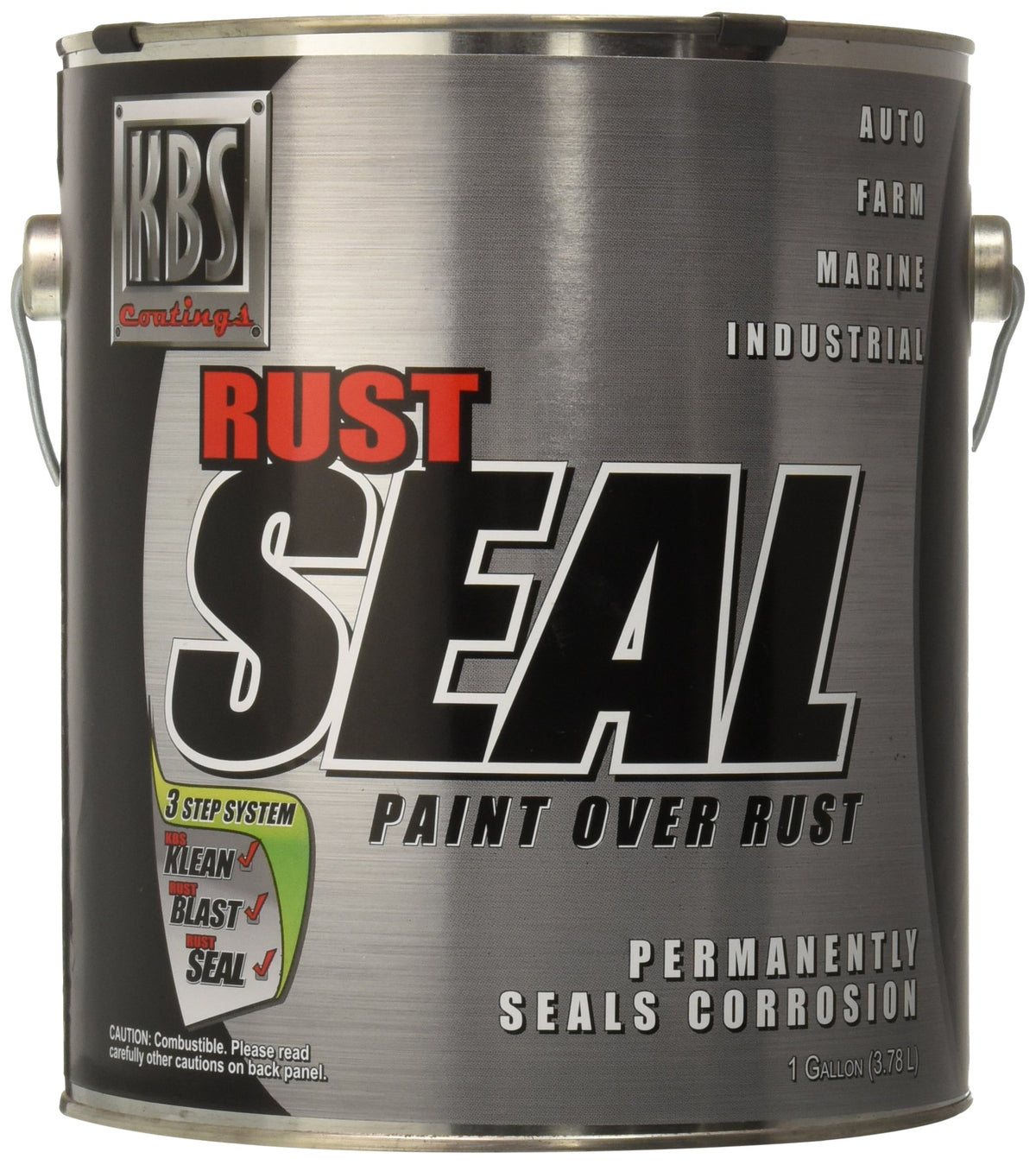KBS Coatings RustSeal Rust Encapsulator Paint, Gloss Black, 5 Gallon