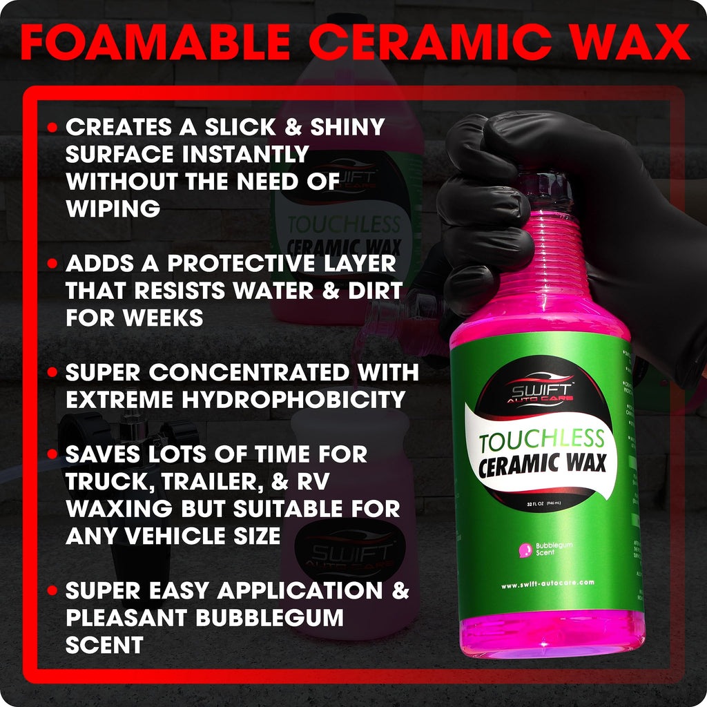 Swift Touchless Ceramic Foamable Wax (5 Gallon) – Spray On/Rinse Off For High-Gloss, Hydrophobic Protective Layer | For Foam Cannon & Foam Pump Sprayer After Car Wash | Wax Cars, Trucks, RV’s & More!
