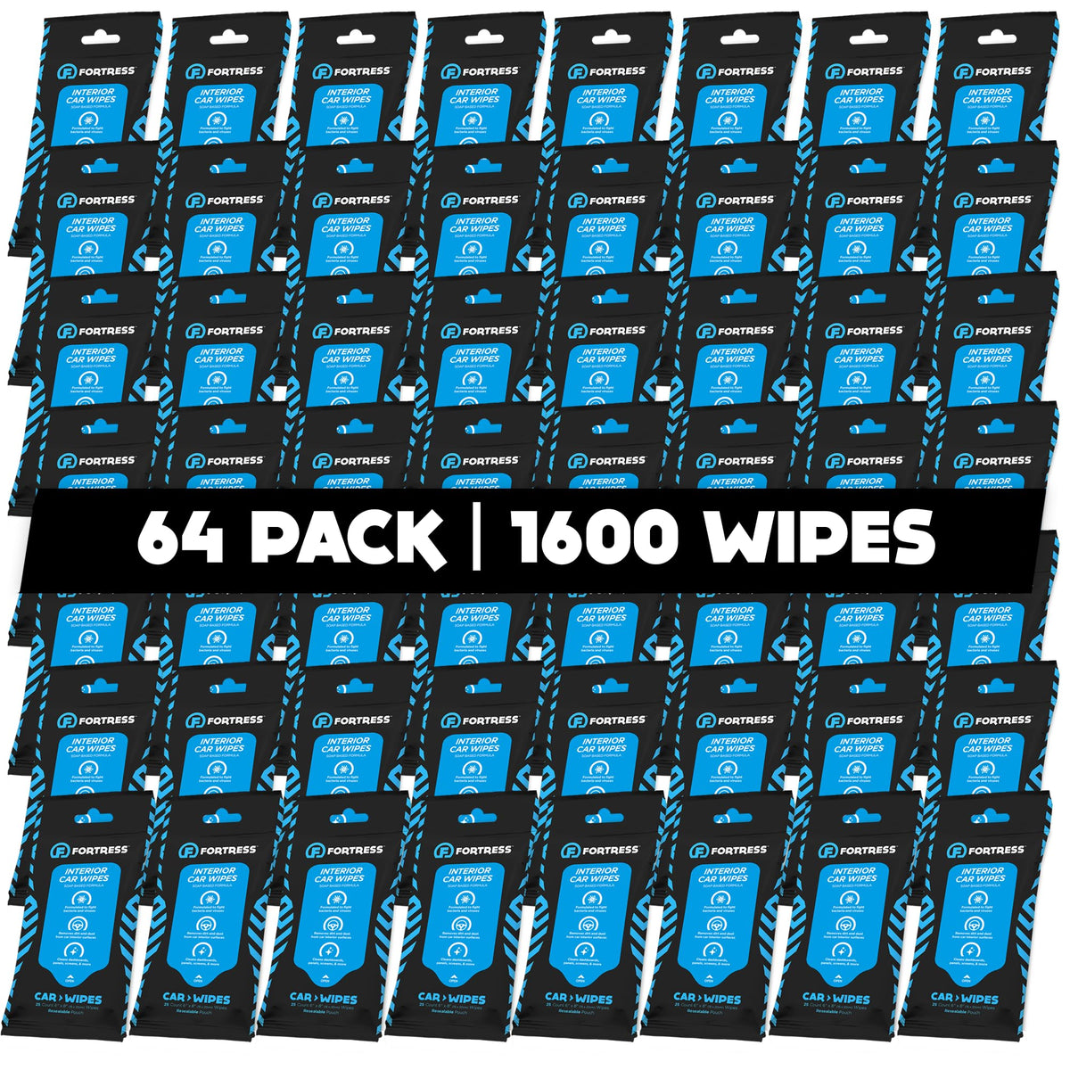 Fortress Car Interior Cleaner Wipes, Microfiber Cloth (25 ct, Pack of 64)